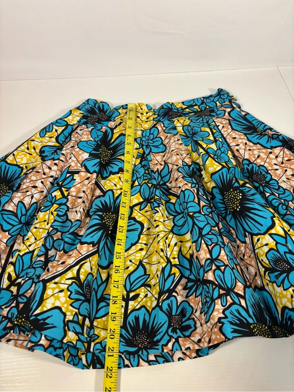 Francis + Benedict African Wax Print Floral Cotton Midi Skirt Pockets Size Med